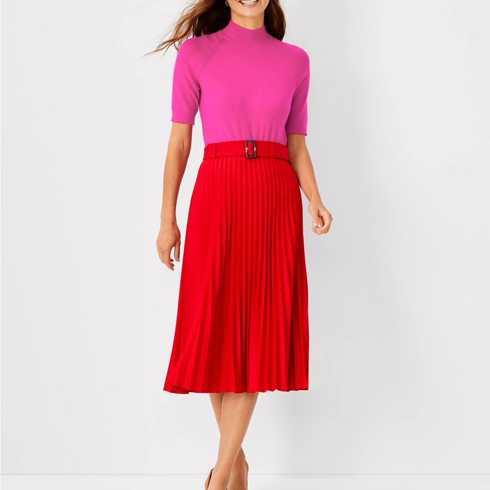 Ann Tayler red pleated skirt 0